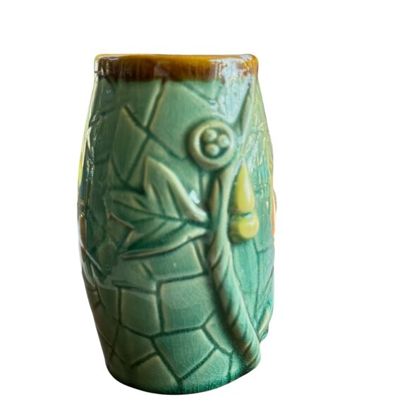 Vintage Mid Century Green Ceramic Vase With Chinese Symbol - Picture 4 of 9